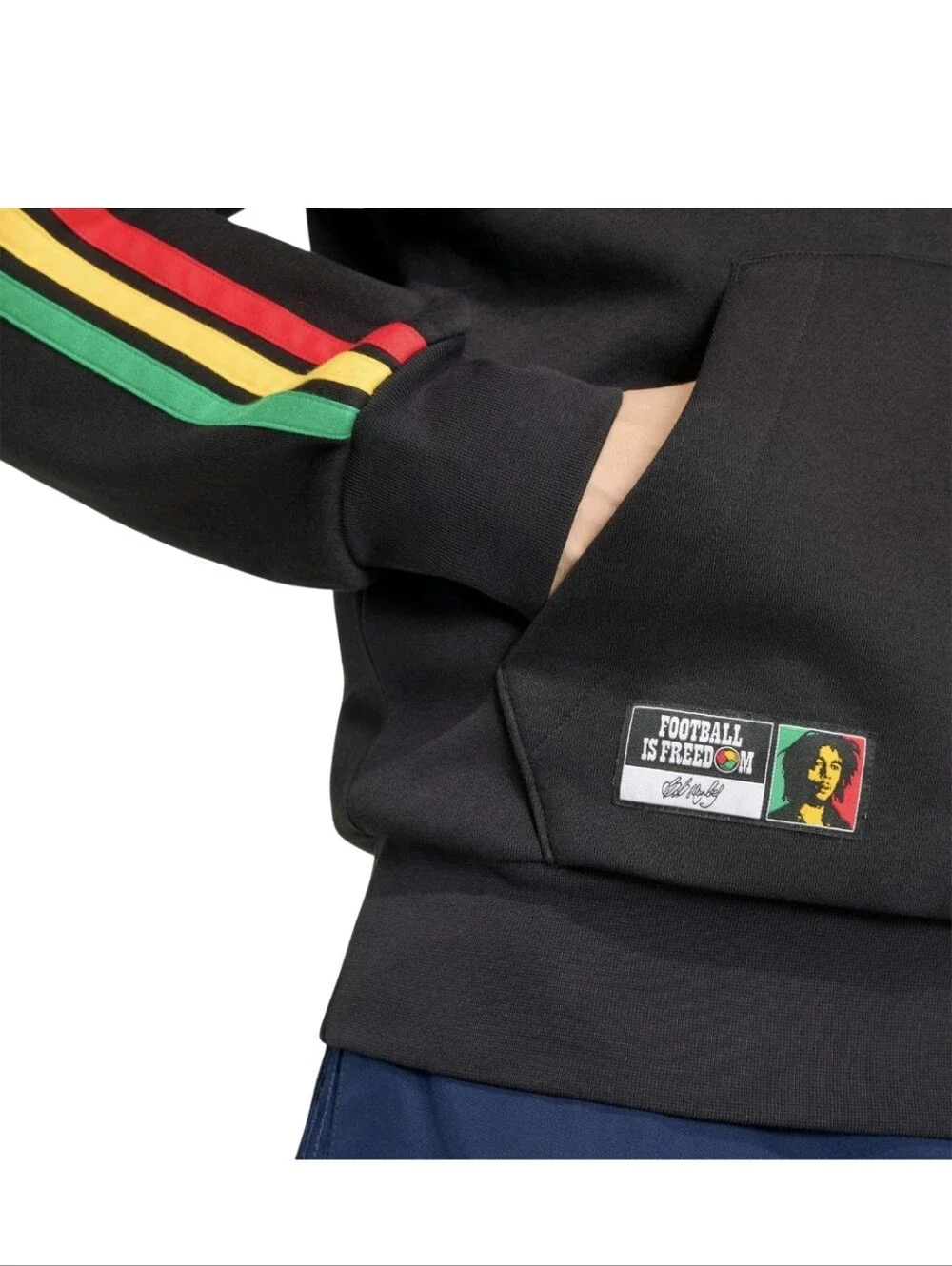 Men's Adidas Black Jamaica X Bob Marley DNA Rasta Fleece Pullover Hoodie Size L